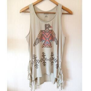 Roper tank top thunderbird graphic with fringe